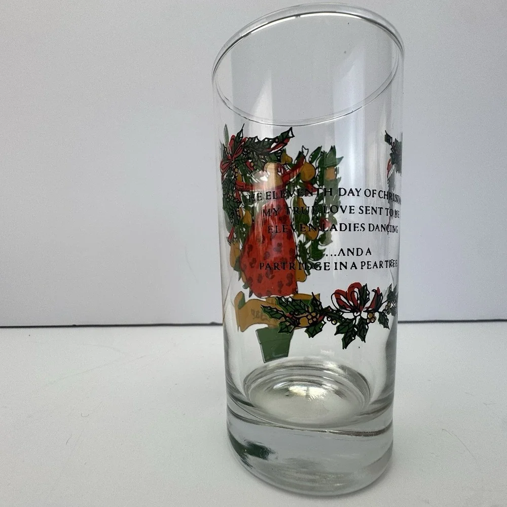 VTG Indiana Glass 12 DAYS OF CHRISTMAS GLASS 11th Eleven Ladies Dancing‎ 12oz